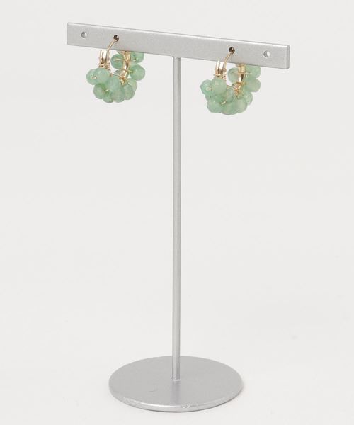 TONE SELECT GOODS(トーンセレクトグッズ)の「【marinaJEWELRY】14kgf/Green Aventurine wrapped hoop pierced earring(ピアス(両耳用)・レディース・グリーン・FREE)」の4枚目の写真