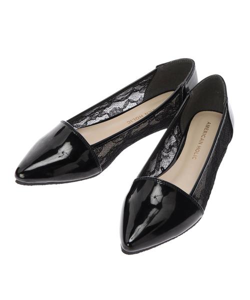 AMERICAN HOLIC(アメリカンホリック)の「チュールフラットシューズ(パンプス・レディース・ドット/ブラック・M/S/L)」の3枚目の写真