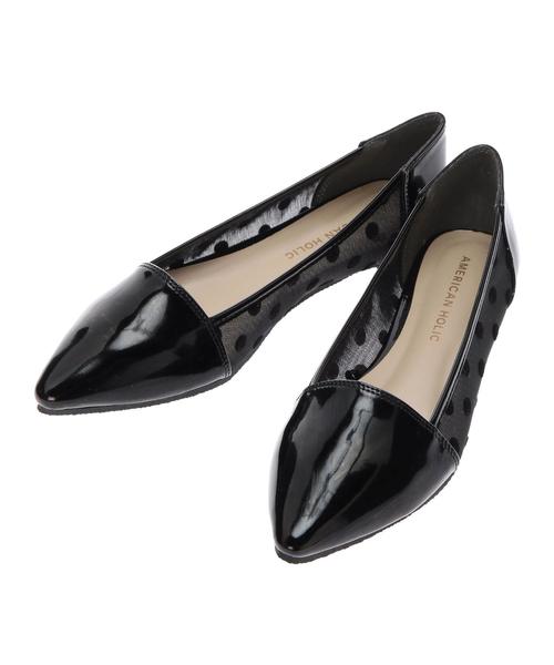 AMERICAN HOLIC(アメリカンホリック)の「チュールフラットシューズ(パンプス・レディース・ドット/ブラック・M/S/L)」の4枚目の写真