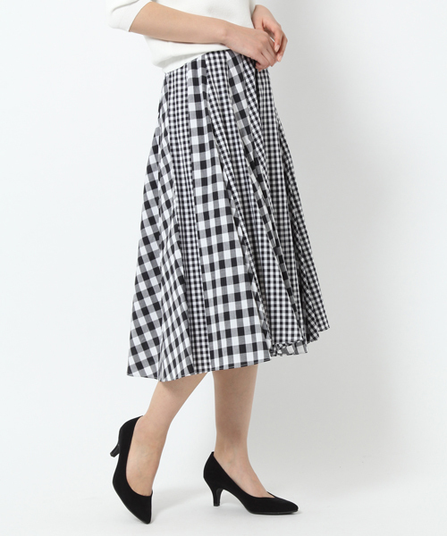 laboratory work（ラボラトリーワーク）の「２柄コンビミディースカート（スカート・レディース・ブラック/グレー/ブルー・MEDIUM）」の2枚目の写真