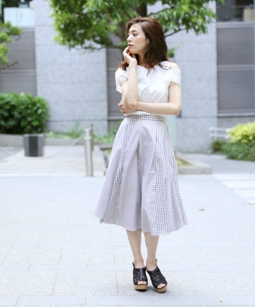 laboratory work（ラボラトリーワーク）の「２柄コンビミディースカート（スカート・レディース・ブラック/グレー/ブルー・MEDIUM）」の15枚目の写真