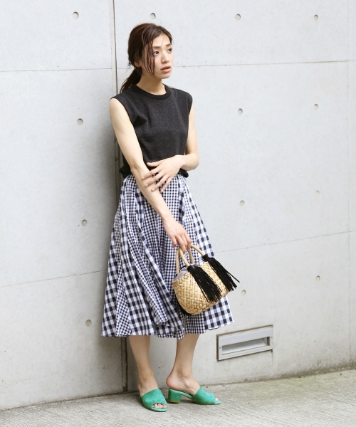 laboratory work（ラボラトリーワーク）の「２柄コンビミディースカート（スカート・レディース・ブラック/グレー/ブルー・MEDIUM）」の13枚目の写真