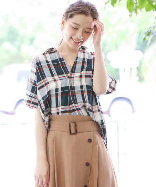 ROPE' PICNIC（ロペピクニック）の「チェックガラスキッパーブラウス（シャツ/ブラウス・レディース・ブラック系その他/グリーン系その他/ブルー系その他/ブルー系その他2・38/40）」の3枚目の写真