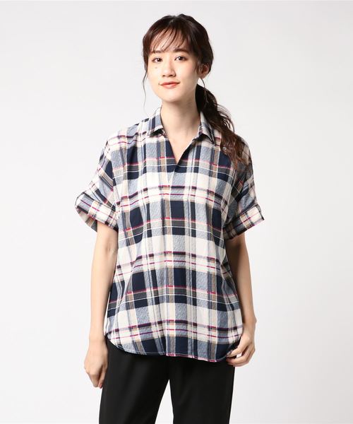 ROPE' PICNIC（ロペピクニック）の「チェックガラスキッパーブラウス（シャツ/ブラウス・レディース・ブラック系その他/グリーン系その他/ブルー系その他/ブルー系その他2・38/40）」の17枚目の写真