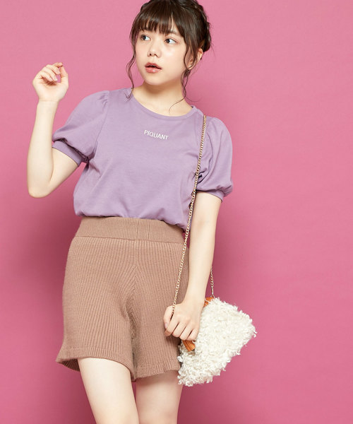 OLIVE des OLIVE（オリーブデオリーブ）の「刺繍 パフT（Tシャツ/カットソー・レディース・ホワイト/ブラック/パープル/ボルドー・FREE）」の3枚目の写真