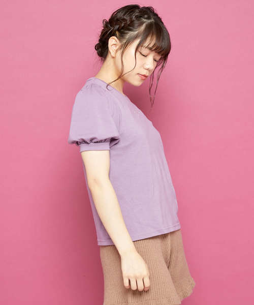 OLIVE des OLIVE（オリーブデオリーブ）の「刺繍 パフT（Tシャツ/カットソー・レディース・ホワイト/ブラック/パープル/ボルドー・FREE）」の6枚目の写真