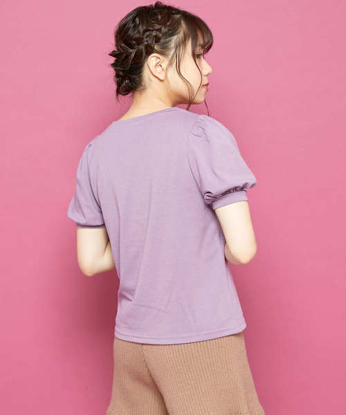 OLIVE des OLIVE（オリーブデオリーブ）の「刺繍 パフT（Tシャツ/カットソー・レディース・ホワイト/ブラック/パープル/ボルドー・FREE）」の7枚目の写真