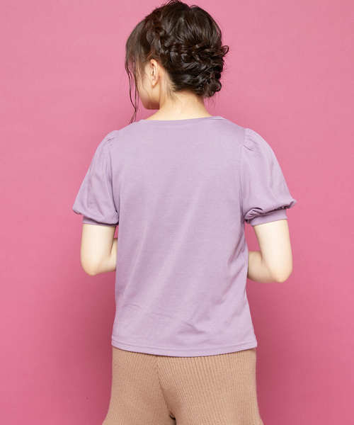 OLIVE des OLIVE（オリーブデオリーブ）の「刺繍 パフT（Tシャツ/カットソー・レディース・ホワイト/ブラック/パープル/ボルドー・FREE）」の8枚目の写真