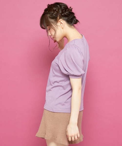 OLIVE des OLIVE（オリーブデオリーブ）の「刺繍 パフT（Tシャツ/カットソー・レディース・ホワイト/ブラック/パープル/ボルドー・FREE）」の9枚目の写真