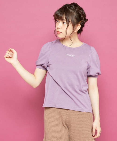 OLIVE des OLIVE（オリーブデオリーブ）の「刺繍 パフT（Tシャツ/カットソー・レディース・ホワイト/ブラック/パープル/ボルドー・FREE）」の10枚目の写真