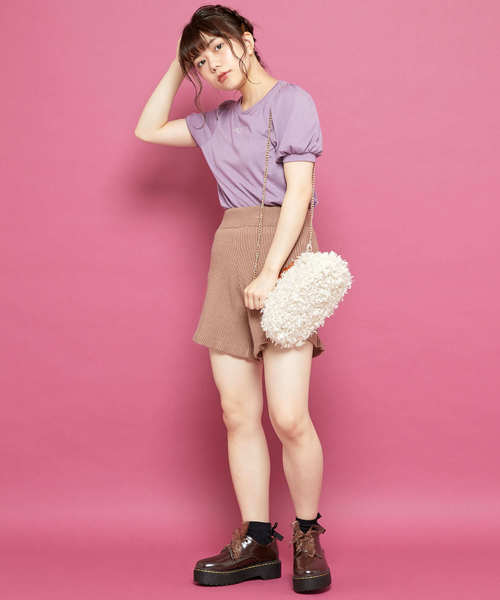 OLIVE des OLIVE（オリーブデオリーブ）の「刺繍 パフT（Tシャツ/カットソー・レディース・ホワイト/ブラック/パープル/ボルドー・FREE）」の15枚目の写真