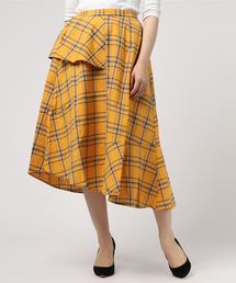 チェック柄アシンメトリーティアードフレアスカート＊ボトムス/レディース/ミディ丈[M2259]神戸レタス