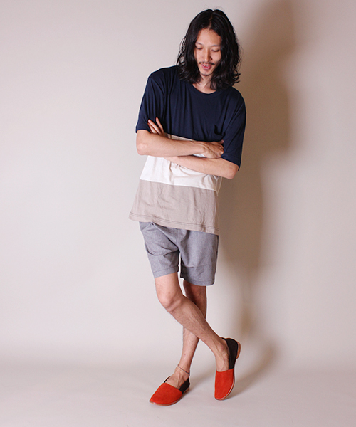 Lui's（ルイス）の「Lui's バイカラーBIG Tシャツ（Tシャツ/カットソー・メンズ・ブルー/チャコールグレー・FREE）」の9枚目の写真