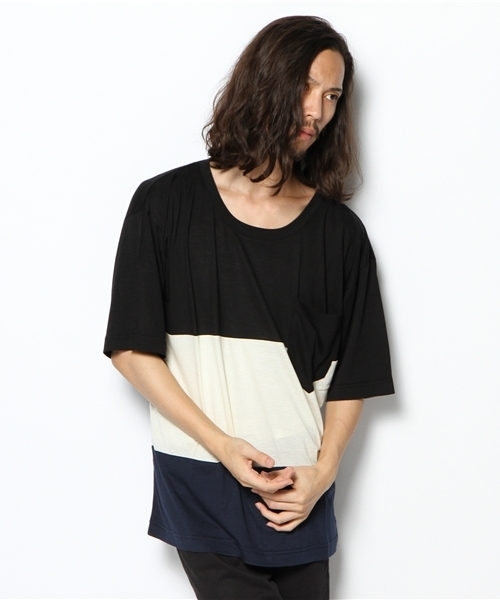 Lui's（ルイス）の「Lui's バイカラーBIG Tシャツ（Tシャツ/カットソー・メンズ・ブルー/チャコールグレー・FREE）」の2枚目の写真