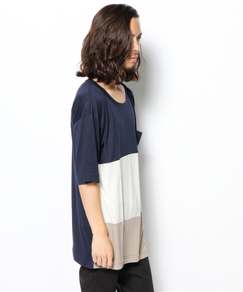 Lui's（ルイス）の「Lui's バイカラーBIG Tシャツ（Tシャツ/カットソー・メンズ・ブルー/チャコールグレー・FREE）」の4枚目の写真
