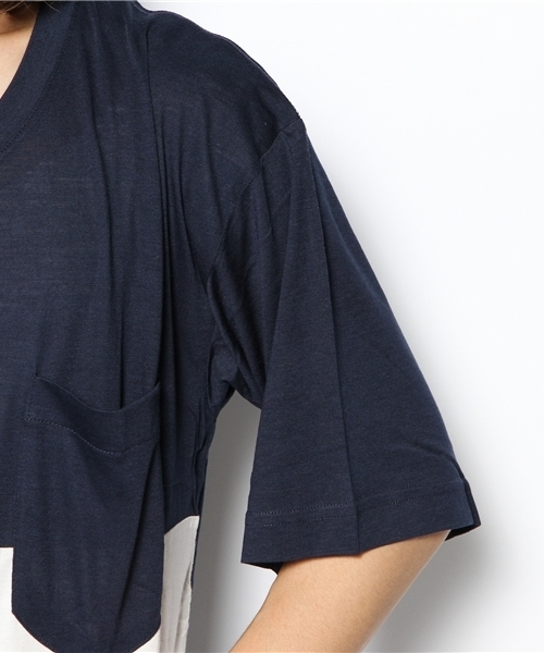 Lui's（ルイス）の「Lui's バイカラーBIG Tシャツ（Tシャツ/カットソー・メンズ・ブルー/チャコールグレー・FREE）」の6枚目の写真