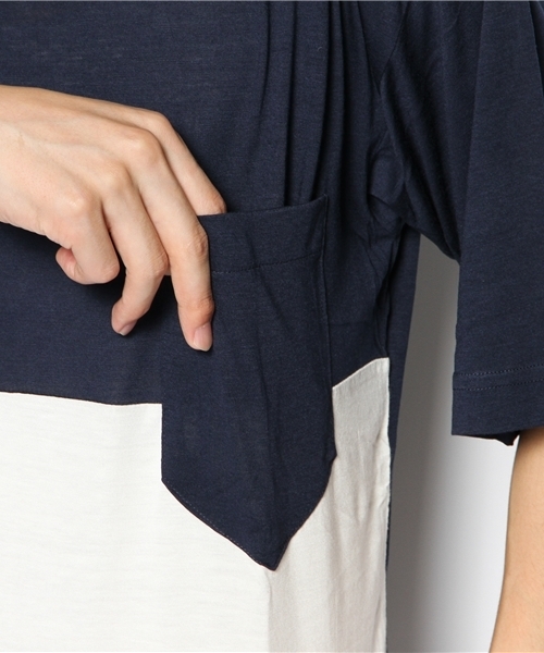 Lui's（ルイス）の「Lui's バイカラーBIG Tシャツ（Tシャツ/カットソー・メンズ・ブルー/チャコールグレー・FREE）」の7枚目の写真