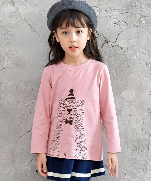 Bee des Bee（ビーデスビー）の「【コットン100％】長袖プリントTシャツ（Tシャツ/カットソー・キッズ・ブラック/ピンク/ミント/ブラック系その他/グレー系その他2/ブラック系その他3/グレー/ブラック系その他2/グリーン系その他/グレー系その他/ブラック系その他4/ホワイト/ブラック系その他5/カーキ/ベビーピンク/ブラック系その他6/ブラック系その他7/モカ/サックスブルー/ブラウン/ネイビー・110cm/100cm/120cm/130cm/140cm/150cm）」の21枚目の写真