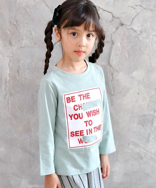 Bee des Bee（ビーデスビー）の「【コットン100％】長袖プリントTシャツ（Tシャツ/カットソー・キッズ・ブラック/ピンク/ミント/ブラック系その他/グレー系その他2/ブラック系その他3/グレー/ブラック系その他2/グリーン系その他/グレー系その他/ブラック系その他4/ホワイト/ブラック系その他5/カーキ/ベビーピンク/ブラック系その他6/ブラック系その他7/モカ/サックスブルー/ブラウン/ネイビー・110cm/100cm/120cm/130cm/140cm/150cm）」の16枚目の写真