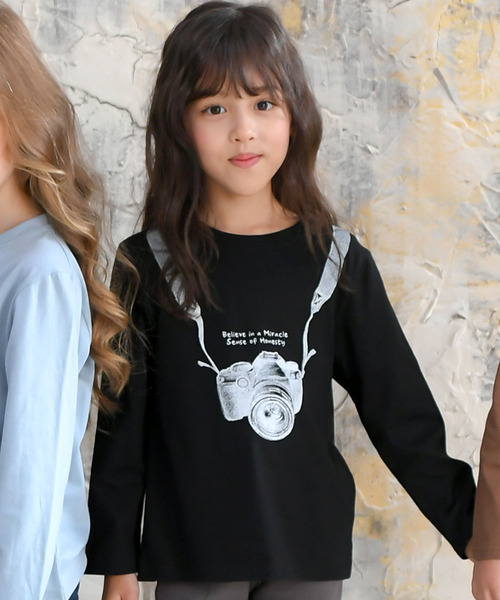 Bee des Bee（ビーデスビー）の「【コットン100％】長袖プリントTシャツ（Tシャツ/カットソー・キッズ・ブラック/ピンク/ミント/ブラック系その他/グレー系その他2/ブラック系その他3/グレー/ブラック系その他2/グリーン系その他/グレー系その他/ブラック系その他4/ホワイト/ブラック系その他5/カーキ/ベビーピンク/ブラック系その他6/ブラック系その他7/モカ/サックスブルー/ブラウン/ネイビー・110cm/100cm/120cm/130cm/140cm/150cm）」の9枚目の写真