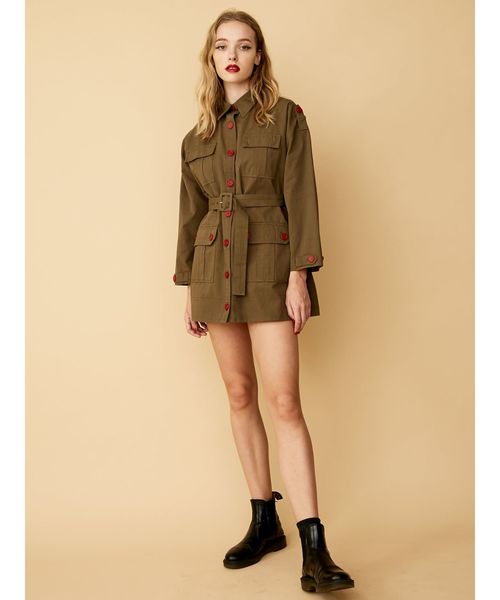 jouetie（ジュエティ）の「ミリタリーミニワンピース（ワンピース・レディース・ブラック/ベージュ/カーキ・MEDIUM）」の17枚目の写真