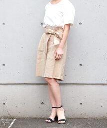 バイオリネンストレッチキュロットパンツ