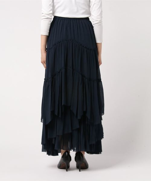 CASA FLINE（カーサフライン）の「コットンキュプラティアードスカート（スカート・レディース・ホワイト/ネイビー・FREE）」の5枚目の写真