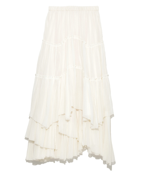 CASA FLINE（カーサフライン）の「コットンキュプラティアードスカート（スカート・レディース・ホワイト/ネイビー・FREE）」の3枚目の写真