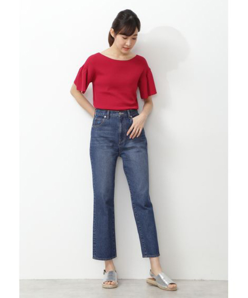 NATURAL BEAUTY BASIC（ナチュラルビューティーベーシック）の「[洗える]フレアスリーブニット（ニット/セーター・レディース・ネイビー/レッド/オフホワイト・MEDIUM）」の21枚目の写真