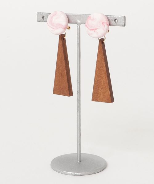 tone(トーン)の「【atelier*mio】Clay × Wood earring(イヤリング・レディース・アクア/レモンイエロー/チェリーピンク・FREE)」の2枚目の写真