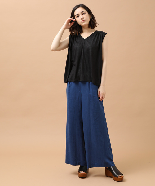 SALON adam et rope'(サロン アダム エ ロペ)の「RE/LIワイドパンツ(その他パンツ・レディース・ダークブラウン/ベージュ/ブルー・S/M)」の6枚目の写真