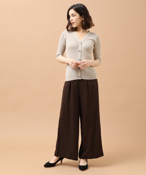 SALON adam et rope'(サロン アダム エ ロペ)の「RE/LIワイドパンツ(その他パンツ・レディース・ダークブラウン/ベージュ/ブルー・S/M)」の13枚目の写真