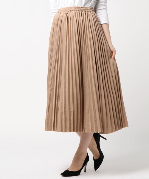 STYLEBLOCK（スタイルブロック）の「ラメポンチミモレ丈プリーツスカート（スカート・レディース・ブラック/カーキ/ベージュ/マスタード/ボルドー・M）」の3枚目の写真