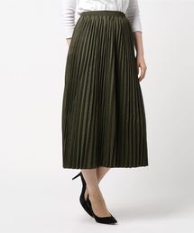 ラメポンチミモレ丈プリーツスカート