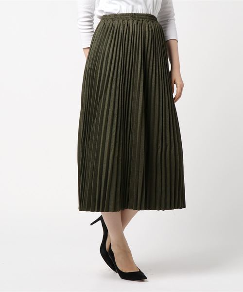 STYLEBLOCK（スタイルブロック）の「ラメポンチミモレ丈プリーツスカート（スカート・レディース・ブラック/カーキ/ベージュ/マスタード/ボルドー・M）」の4枚目の写真