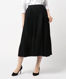 ラメポンチミモレ丈プリーツスカート
