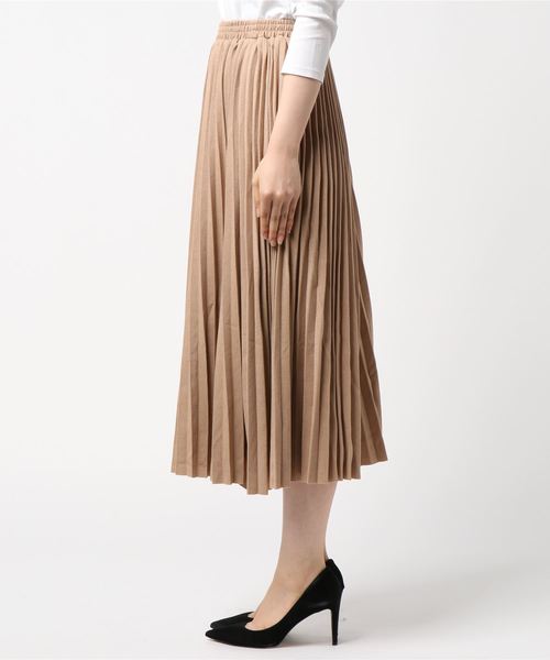 STYLEBLOCK（スタイルブロック）の「ラメポンチミモレ丈プリーツスカート（スカート・レディース・ブラック/カーキ/ベージュ/マスタード/ボルドー・M）」の6枚目の写真