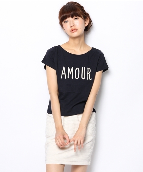 Chico（チコ）の「AMOUR刺繍T（Tシャツ/カットソー・レディース・ホワイト/ネイビー/グレー・FREE）」の5枚目の写真