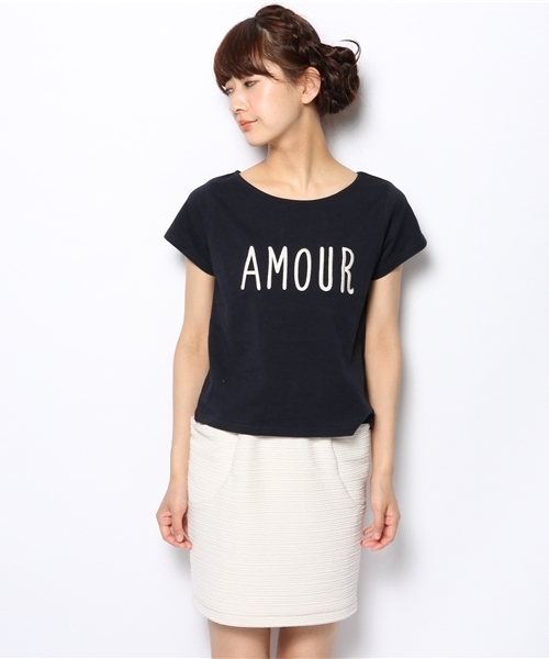 Chico（チコ）の「AMOUR刺繍T（Tシャツ/カットソー・レディース・ホワイト/ネイビー/グレー・FREE）」の6枚目の写真