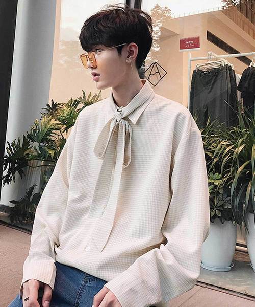 MGV（エムジーヴィー）の「【MGV】シジラチェックオーバーサイズボウタイつきデザインシャツ（シャツ/ブラウス・メンズ・ブラック/ベージュ・MEDIUM/LARGE/X-LARGE）」の4枚目の写真