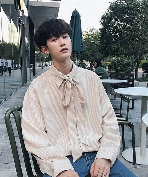 MGV（エムジーヴィー）の「【MGV】シジラチェックオーバーサイズボウタイつきデザインシャツ（シャツ/ブラウス・メンズ・ブラック/ベージュ・MEDIUM/LARGE/X-LARGE）」の8枚目の写真