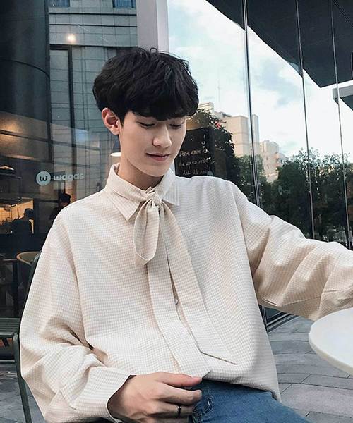 MGV（エムジーヴィー）の「【MGV】シジラチェックオーバーサイズボウタイつきデザインシャツ（シャツ/ブラウス・メンズ・ブラック/ベージュ・MEDIUM/LARGE/X-LARGE）」の9枚目の写真