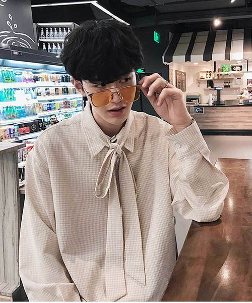 MGV（エムジーヴィー）の「【MGV】シジラチェックオーバーサイズボウタイつきデザインシャツ（シャツ/ブラウス・メンズ・ブラック/ベージュ・MEDIUM/LARGE/X-LARGE）」の11枚目の写真