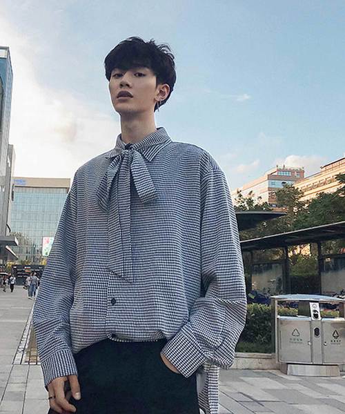 MGV（エムジーヴィー）の「【MGV】シジラチェックオーバーサイズボウタイつきデザインシャツ（シャツ/ブラウス・メンズ・ブラック/ベージュ・MEDIUM/LARGE/X-LARGE）」の16枚目の写真