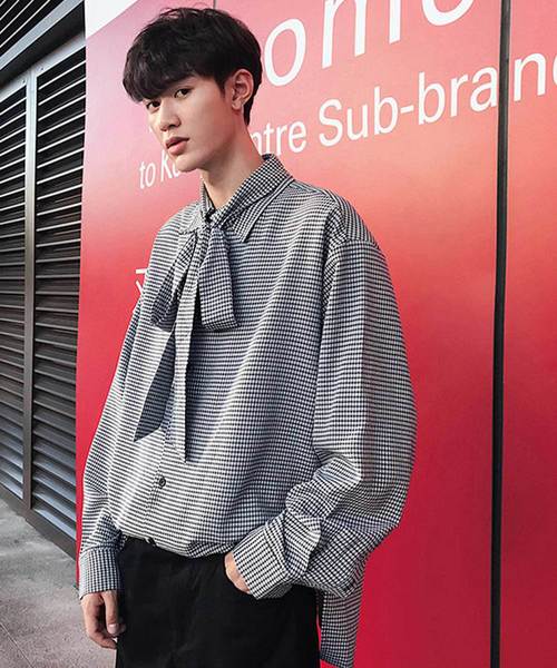 MGV（エムジーヴィー）の「【MGV】シジラチェックオーバーサイズボウタイつきデザインシャツ（シャツ/ブラウス・メンズ・ブラック/ベージュ・MEDIUM/LARGE/X-LARGE）」の20枚目の写真