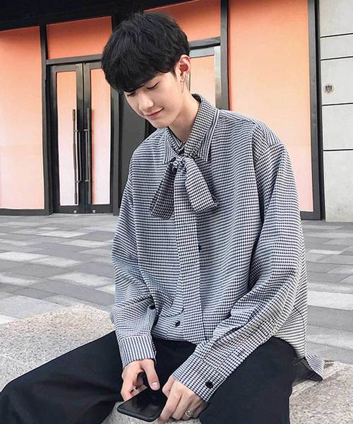 MGV（エムジーヴィー）の「【MGV】シジラチェックオーバーサイズボウタイつきデザインシャツ（シャツ/ブラウス・メンズ・ブラック/ベージュ・MEDIUM/LARGE/X-LARGE）」の22枚目の写真