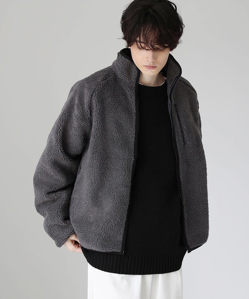 ASTRONOMY（アストロノミー）の「シープボアスタンドネックジップジャケット オーバーサイズ アウター（ブルゾン・メンズ・ホワイト/ブラック/ベージュ/ネイビー/グレー/カーキ/モカ/ブラック系その他/ベージュ系その他/チャコール・S/M/L/XL）」の6枚目の写真