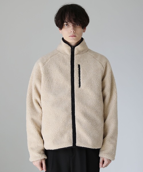 ASTRONOMY（アストロノミー）の「シープボアスタンドネックジップジャケット オーバーサイズ アウター（ブルゾン・メンズ・ホワイト/ブラック/ベージュ/ネイビー/グレー/カーキ/モカ/ブラック系その他/ベージュ系その他/チャコール・S/M/L/XL）」の18枚目の写真