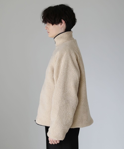 ASTRONOMY（アストロノミー）の「シープボアスタンドネックジップジャケット オーバーサイズ アウター（ブルゾン・メンズ・ホワイト/ブラック/ベージュ/ネイビー/グレー/カーキ/モカ/ブラック系その他/ベージュ系その他/チャコール・S/M/L/XL）」の17枚目の写真