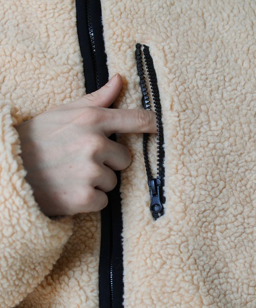 ASTRONOMY（アストロノミー）の「シープボアスタンドネックジップジャケット オーバーサイズ アウター（ブルゾン・メンズ・ホワイト/ブラック/ベージュ/ネイビー/グレー/カーキ/モカ/ブラック系その他/ベージュ系その他/チャコール・S/M/L/XL）」の13枚目の写真